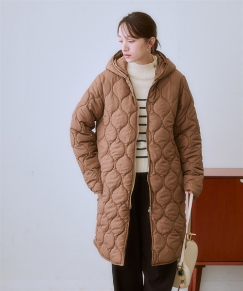 nissen（ニッセン）の「2WAYウェーブキルト裏ボアフーデットコート＜大きいサイズ有＞（その他アウター・レディース・モカ/チャコールグレー/ブラック/カーキ・S/M/L/LL/3L）」の13枚目の写真