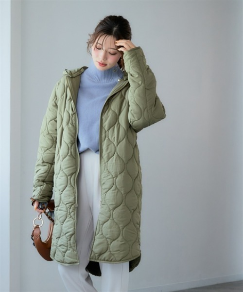 nissen（ニッセン）の「2WAYウェーブキルト裏ボアフーデットコート＜大きいサイズ有＞（その他アウター・レディース・モカ/チャコールグレー/ブラック/カーキ・S/M/L/LL/3L）」の18枚目の写真