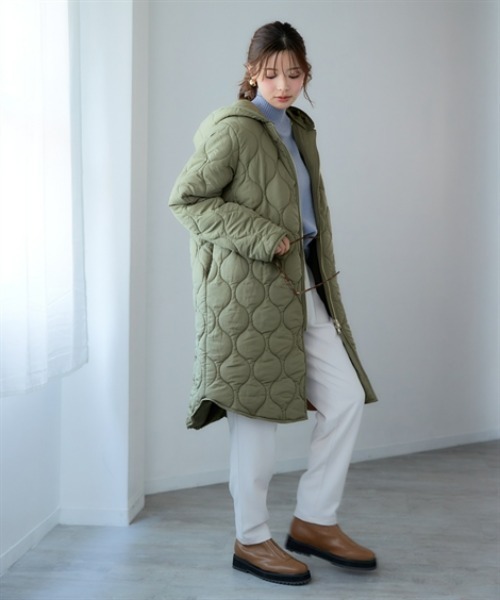 nissen（ニッセン）の「2WAYウェーブキルト裏ボアフーデットコート＜大きいサイズ有＞（その他アウター・レディース・モカ/チャコールグレー/ブラック/カーキ・S/M/L/LL/3L）」の19枚目の写真