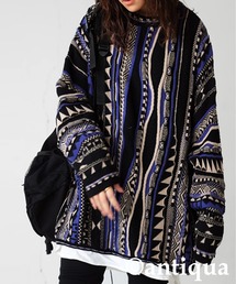 antiqua（アンティカ）の「幾何学柄ジャガードニット（ニット/セーター）」