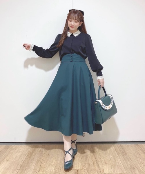 F i.n.t（フィント）の「【3サイズ展開】コルセットベルト2wayフレアースカート/fint フィント（スカート・レディース・グリーン/レッド/ネイビー・2/1/3）」の4枚目の写真