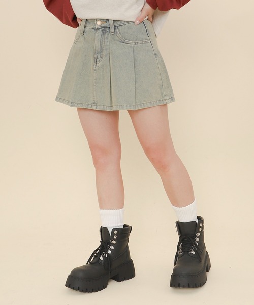 WOND(ウォンド)の「WOND/タックデニムミニスカパン(デニムスカート・レディース・インディゴブルー/ライトインディゴブルー・FREE)」の12枚目の写真