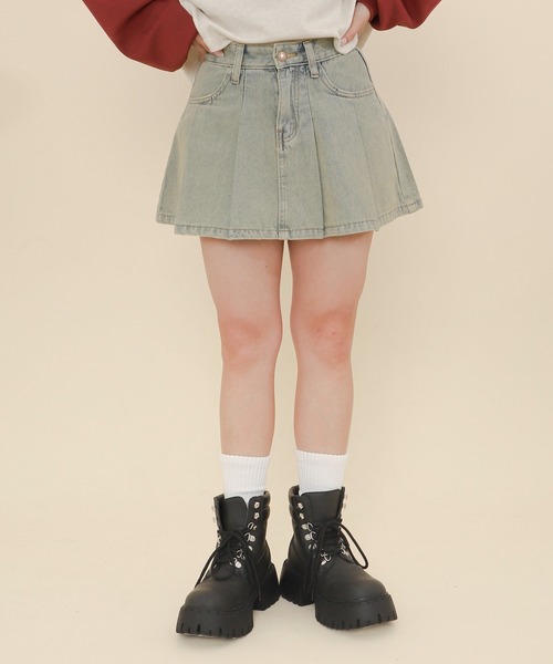WOND(ウォンド)の「WOND/タックデニムミニスカパン(デニムスカート・レディース・インディゴブルー/ライトインディゴブルー・FREE)」の9枚目の写真