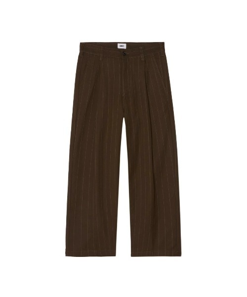 OBEY(オベイ)の「OBEY DEAN STRIPE PLEATED PANT(オベイ ディーン ストライプ プリーテッド パンツ)(スラックス・メンズ・ブラウン系/ネイビー系・30/32/34)」の1枚目の写真