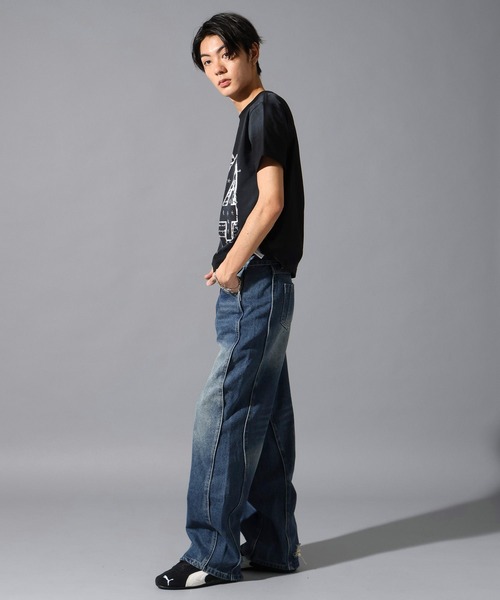 LAND MUSEUM(ランドミュージアム)の「LAND MUSEUM/WAVY ジーンズ(デニムパンツ・メンズ・ブルー/ブラック・LARGE/MEDIUM)」の12枚目の写真