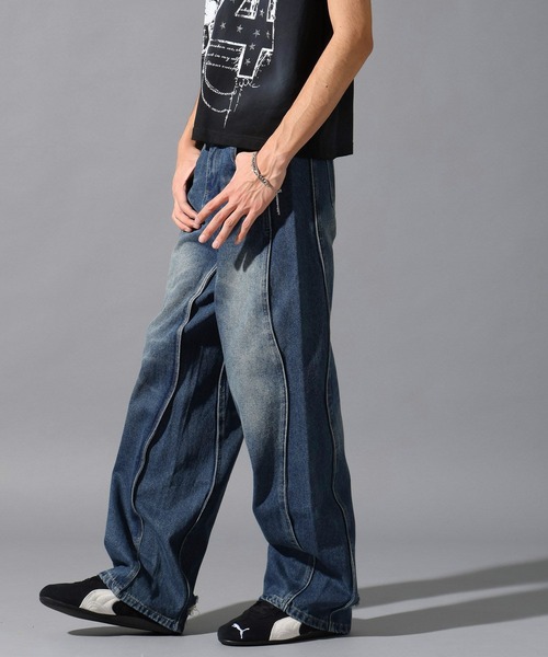 LAND MUSEUM(ランドミュージアム)の「LAND MUSEUM/WAVY ジーンズ(デニムパンツ・メンズ・ブルー/ブラック・LARGE/MEDIUM)」の15枚目の写真