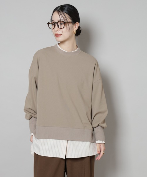 NANO universe(ナノユニバース)の「サカリバカットワイドクルーネックトップス(セットアップ可)(Tシャツ/カットソー・レディース・ブラック/ブラウン/ベージュ・FREE)」の3枚目の写真
