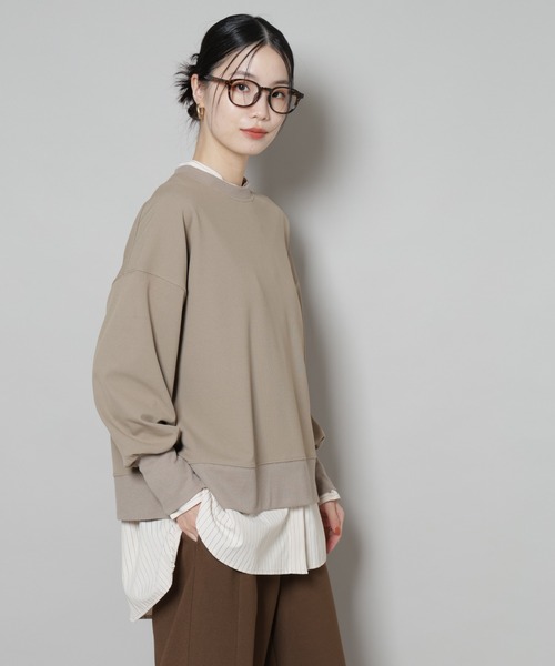 NANO universe(ナノユニバース)の「サカリバカットワイドクルーネックトップス(セットアップ可)(Tシャツ/カットソー・レディース・ブラック/ブラウン/ベージュ・FREE)」の6枚目の写真