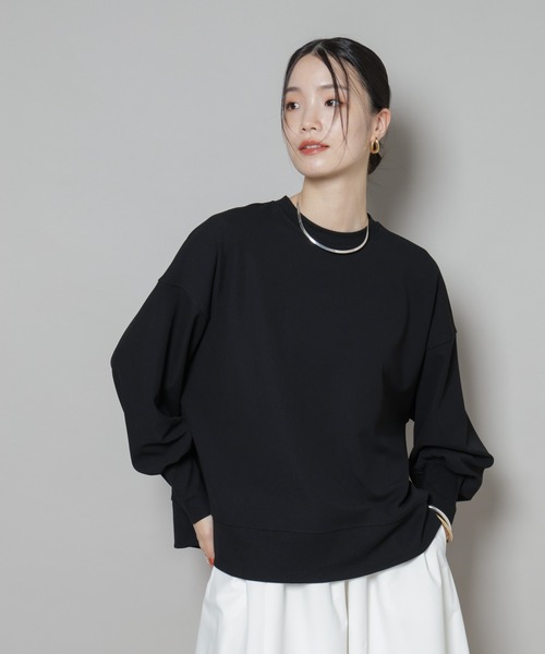 NANO universe(ナノユニバース)の「サカリバカットワイドクルーネックトップス(セットアップ可)(Tシャツ/カットソー・レディース・ブラック/ブラウン/ベージュ・FREE)」の18枚目の写真