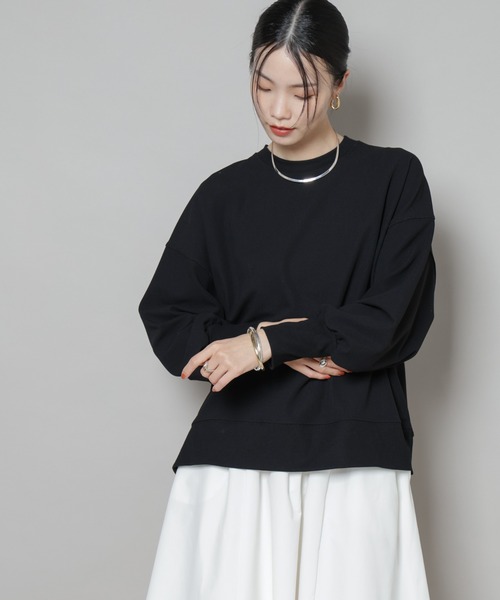 NANO universe(ナノユニバース)の「サカリバカットワイドクルーネックトップス(セットアップ可)(Tシャツ/カットソー・レディース・ブラック/ブラウン/ベージュ・FREE)」の19枚目の写真