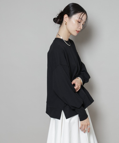 NANO universe(ナノユニバース)の「サカリバカットワイドクルーネックトップス(セットアップ可)(Tシャツ/カットソー・レディース・ブラック/ブラウン/ベージュ・FREE)」の20枚目の写真