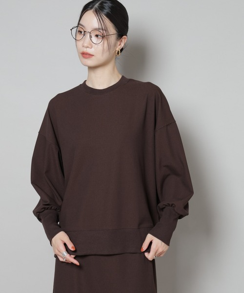 NANO universe(ナノユニバース)の「サカリバカットワイドクルーネックトップス(セットアップ可)(Tシャツ/カットソー・レディース・ブラック/ブラウン/ベージュ・FREE)」の12枚目の写真
