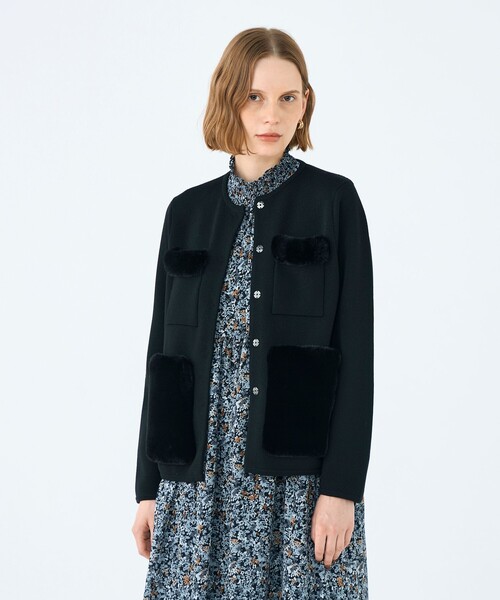 ウールポリエステルミラノリブ 4ポケットカーディガン（カーディガン