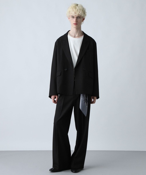 HARE(ハレ)の「【WEB限定 SET UP対応】ポリエステルイージーギャバジャケット*ワイドパンツ(HARE)(セットアップ・メンズ・グリーン/ブラック/グレー・SMALL/MEDIUM)」の4枚目の写真