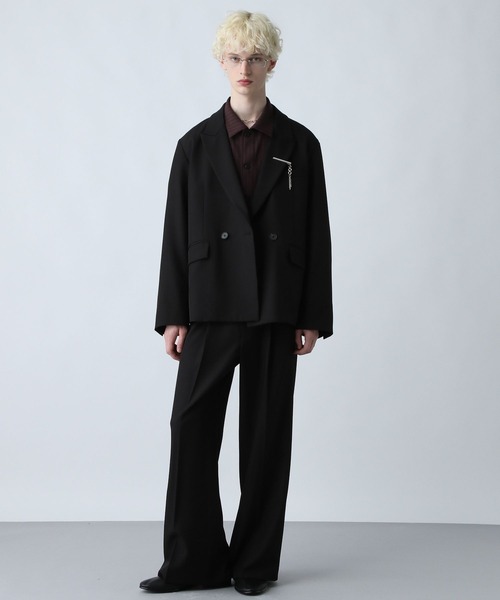 HARE(ハレ)の「【WEB限定 SET UP対応】ポリエステルイージーギャバジャケット*ワイドパンツ(HARE)(セットアップ・メンズ・グリーン/ブラック/グレー・SMALL/MEDIUM)」の6枚目の写真
