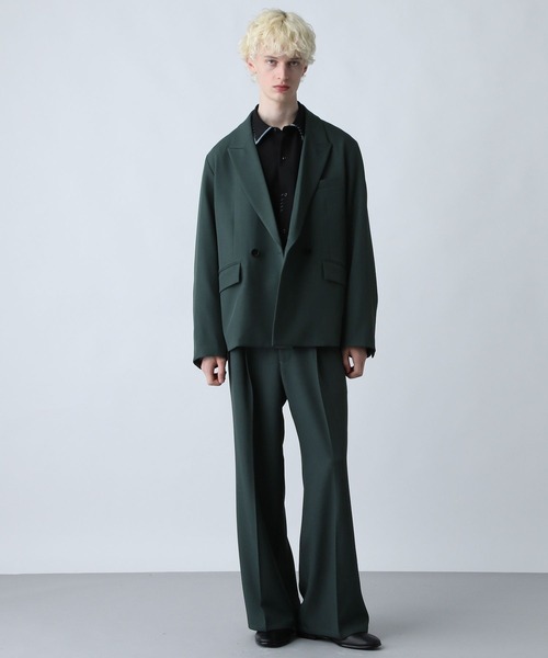 HARE(ハレ)の「【WEB限定 SET UP対応】ポリエステルイージーギャバジャケット*ワイドパンツ(HARE)(セットアップ・メンズ・グリーン/ブラック/グレー・SMALL/MEDIUM)」の8枚目の写真