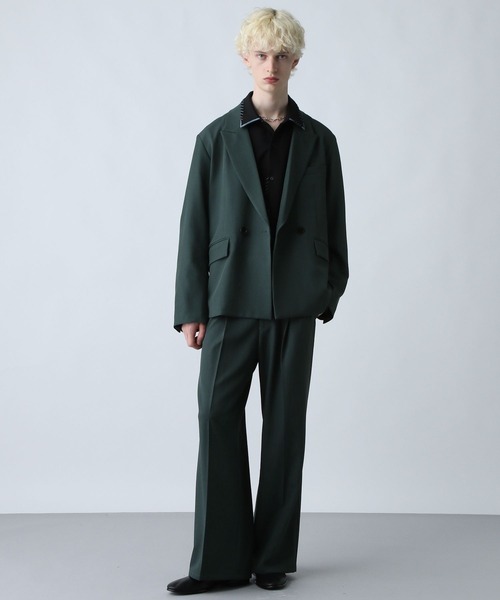 HARE(ハレ)の「【WEB限定 SET UP対応】ポリエステルイージーギャバジャケット*ワイドパンツ(HARE)(セットアップ・メンズ・グリーン/ブラック/グレー・SMALL/MEDIUM)」の9枚目の写真