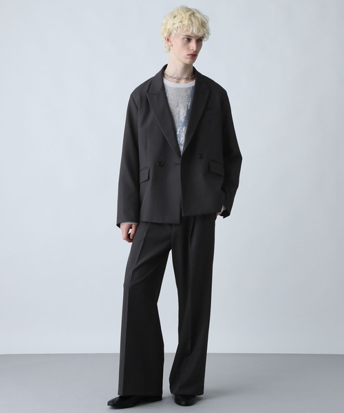 HARE(ハレ)の「【WEB限定 SET UP対応】ポリエステルイージーギャバジャケット*ワイドパンツ(HARE)(セットアップ・メンズ・グリーン/ブラック/グレー・SMALL/MEDIUM)」の10枚目の写真