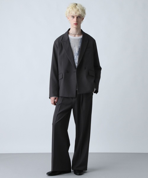 HARE(ハレ)の「【WEB限定 SET UP対応】ポリエステルイージーギャバジャケット*ワイドパンツ(HARE)(セットアップ・メンズ・グリーン/ブラック/グレー・SMALL/MEDIUM)」の11枚目の写真