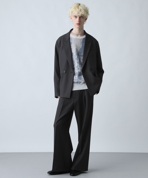 HARE(ハレ)の「【WEB限定 SET UP対応】ポリエステルイージーギャバジャケット*ワイドパンツ(HARE)(セットアップ・メンズ・グリーン/ブラック/グレー・SMALL/MEDIUM)」の12枚目の写真