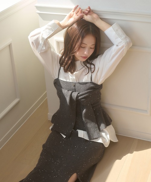 Ambre Neige(アンブルネージュ)の「sequins slit knit skirt / スパンコールスリットニットスカート(スカート・レディース・ナチュラル/チャコールグレー・FREE)」の14枚目の写真