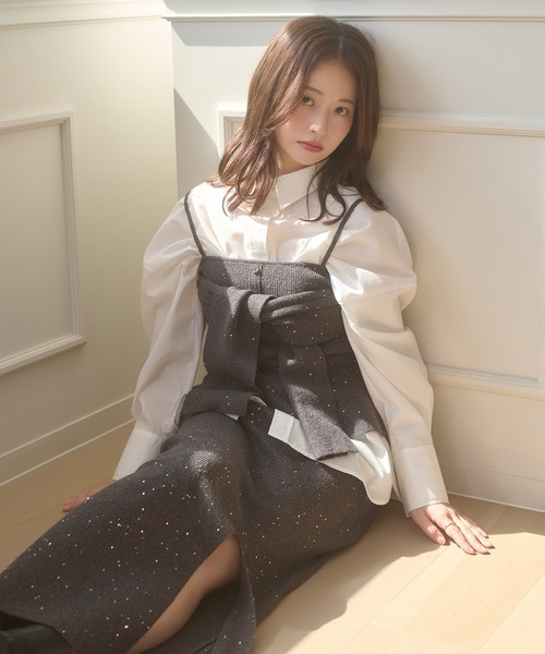 Ambre Neige(アンブルネージュ)の「sequins slit knit skirt / スパンコールスリットニットスカート(スカート・レディース・ナチュラル/チャコールグレー・FREE)」の11枚目の写真