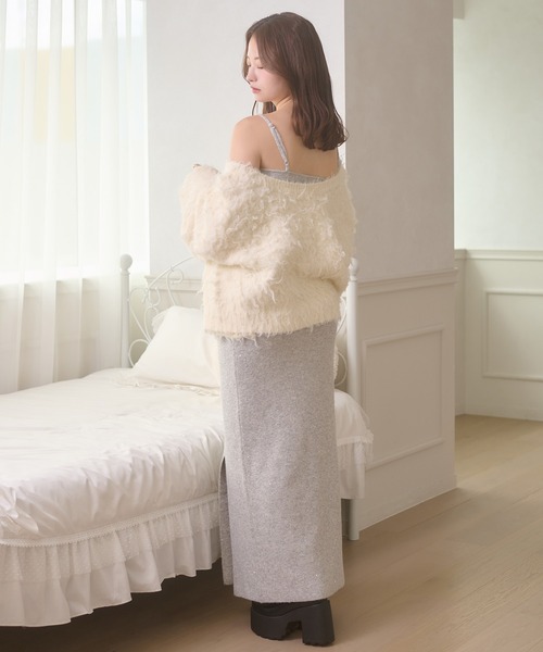 Ambre Neige(アンブルネージュ)の「sequins slit knit skirt / スパンコールスリットニットスカート(スカート・レディース・ナチュラル/チャコールグレー・FREE)」の10枚目の写真