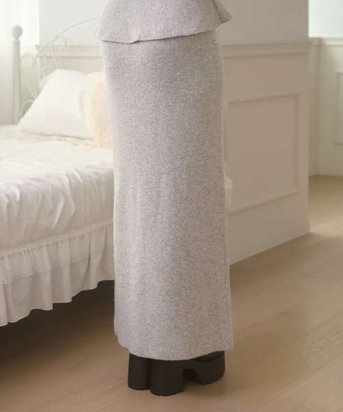 Ambre Neige(アンブルネージュ)の「sequins slit knit skirt / スパンコールスリットニットスカート(スカート・レディース・ナチュラル/チャコールグレー・FREE)」の16枚目の写真