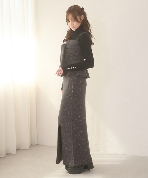 Ambre Neige(アンブルネージュ)の「sequins slit knit skirt / スパンコールスリットニットスカート(スカート・レディース・ナチュラル/チャコールグレー・FREE)」の4枚目の写真