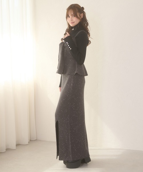 Ambre Neige(アンブルネージュ)の「sequins slit knit skirt / スパンコールスリットニットスカート(スカート・レディース・ナチュラル/チャコールグレー・FREE)」の5枚目の写真