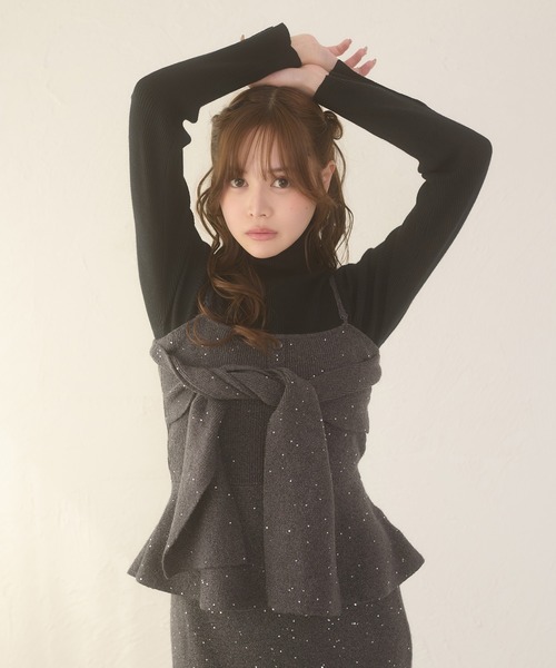 Ambre Neige(アンブルネージュ)の「sequins slit knit skirt / スパンコールスリットニットスカート(スカート・レディース・ナチュラル/チャコールグレー・FREE)」の7枚目の写真