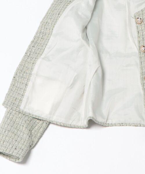 Ritzy（リッツィー）の「ゴールドボタン ノーカラーツィードジャケット（ノーカラージャケット・レディース・ミント/ホワイト・M/L）」の17枚目の写真
