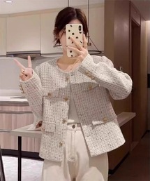 Ritzy | ゴールドボタン ノーカラーツィードジャケット(ノーカラージャケット)