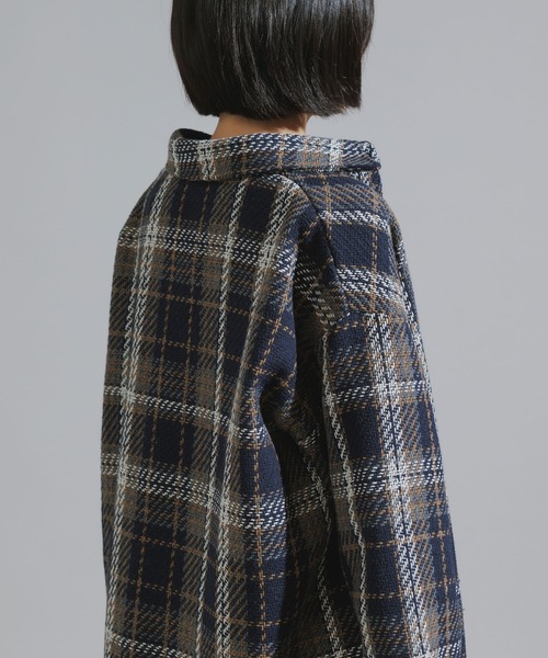 Chick（チック）の「Checkered Shirt Jacket / チェック柄シャツジャケット（カバーオール・レディース・ネイビー/ブラウン/アイボリー・FREE）」の13枚目の写真