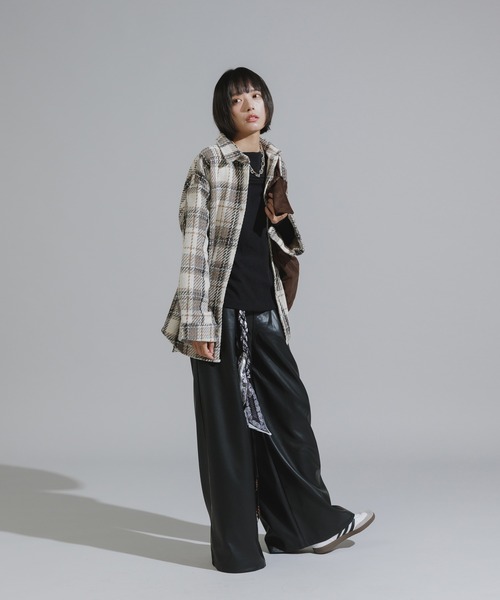 Chick（チック）の「Checkered Shirt Jacket / チェック柄シャツジャケット（カバーオール・レディース・ネイビー/ブラウン/アイボリー・FREE）」の18枚目の写真