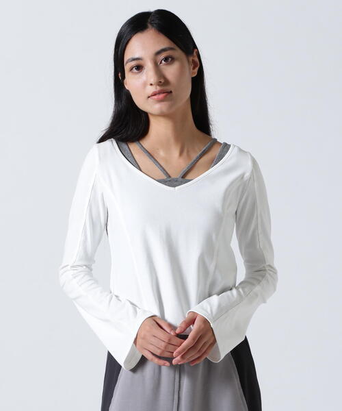 AULA（アウラ）の「AULA/アウラ/別注トップス（Tシャツ/カットソー・レディース・ホワイト/パープル/ブラック・0）」の16枚目の写真