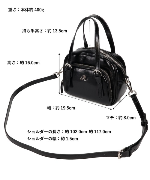 ORiental TRaffic(オリエンタルトラフィック)の「シルバー ロゴ モチーフ ボストンバッグ /BA-265(ショルダーバッグ・レディース・ブラック/レッド・フリ-)」の3枚目の写真