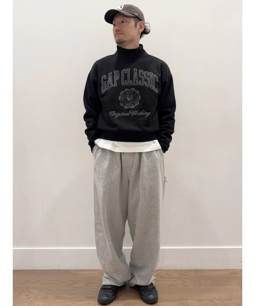 ヴィンテージ ブラック ベロア スウェットシャツ モックネック トップ セール】ヴィンテージソフトモックネック クロップド GAPロゴ