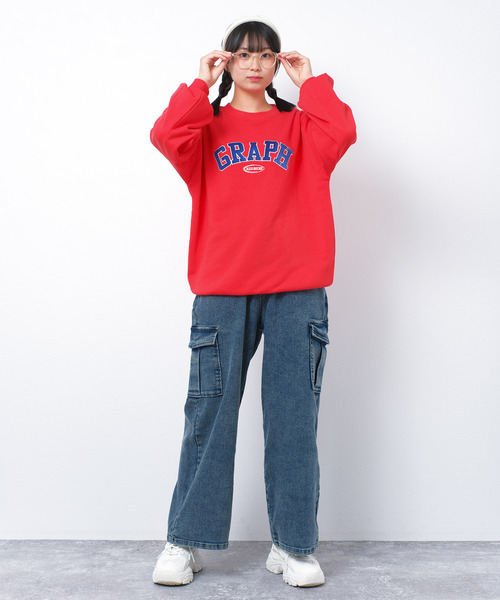 RiCO SUCRE（リコシュクレ）の「【裏起毛】ベロアワッペントレーナー（スウェット・キッズ・ブラック/オートミール/レッド・160/150/140）」の7枚目の写真