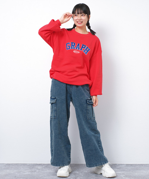 RiCO SUCRE（リコシュクレ）の「【裏起毛】ベロアワッペントレーナー（スウェット・キッズ・ブラック/オートミール/レッド・160/150/140）」の8枚目の写真