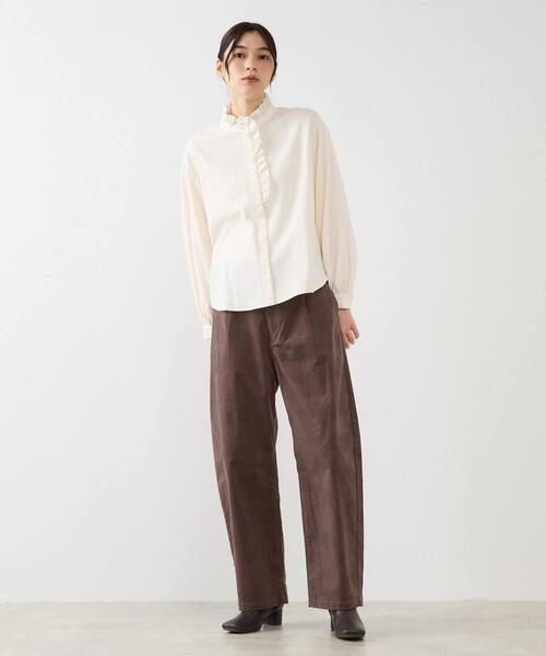 MELROSE claire(メルローズ クレール)の「【無地&ストライプアソートフリルシャツ】(シャツ/ブラウス・レディース・ブラウン/ネイビー/キナリ/ナチュラル・FREE)」の13枚目の写真