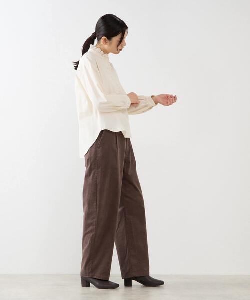 MELROSE claire(メルローズ クレール)の「【無地&ストライプアソートフリルシャツ】(シャツ/ブラウス・レディース・ブラウン/ネイビー/キナリ/ナチュラル・FREE)」の15枚目の写真