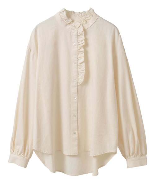 MELROSE claire(メルローズ クレール)の「【無地&ストライプアソートフリルシャツ】(シャツ/ブラウス・レディース・ブラウン/ネイビー/キナリ/ナチュラル・FREE)」の11枚目の写真