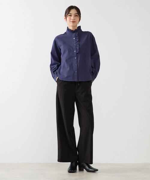 MELROSE claire(メルローズ クレール)の「【無地&ストライプアソートフリルシャツ】(シャツ/ブラウス・レディース・ブラウン/ネイビー/キナリ/ナチュラル・FREE)」の8枚目の写真