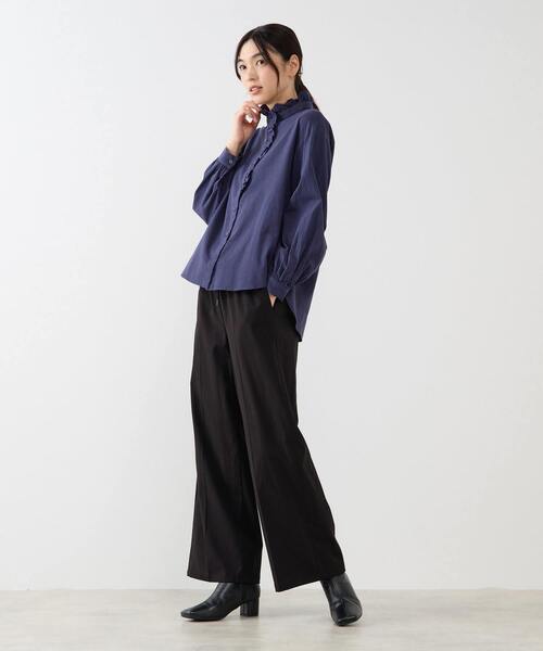 MELROSE claire(メルローズ クレール)の「【無地&ストライプアソートフリルシャツ】(シャツ/ブラウス・レディース・ブラウン/ネイビー/キナリ/ナチュラル・FREE)」の10枚目の写真