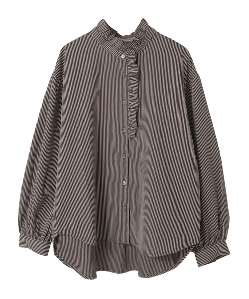 MELROSE claire(メルローズ クレール)の「【無地&ストライプアソートフリルシャツ】(シャツ/ブラウス・レディース・ブラウン/ネイビー/キナリ/ナチュラル・FREE)」の7枚目の写真