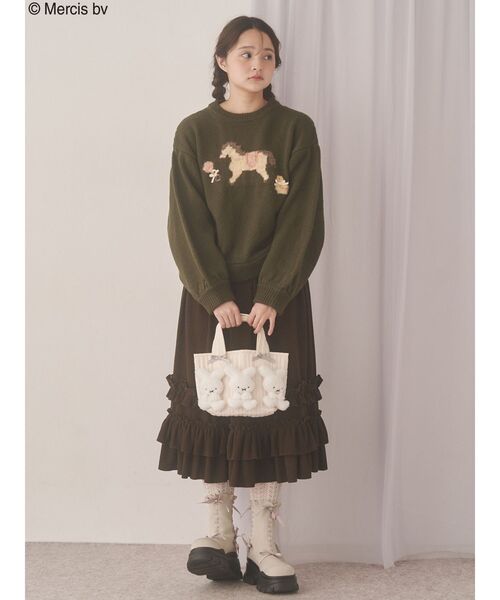 merry jenny（メリージェニー）の「もこもこナインチェミニトート（トートバッグ・レディース・アイボリー/ブラック・FREE）」の7枚目の写真