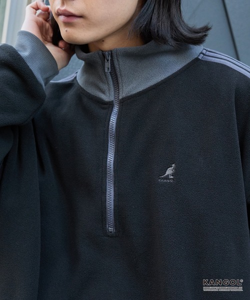 KANGOL（カンゴール）の「KANGOL/カンゴール 別注 <帯電防止/抗ピリング> ロゴ刺繍 ドロスト 配色 オーバーサイズ ボアフリース ハーフジップ スウェット（スウェット・メンズ・ブラック/アイボリー/チャコール/ブラウン/ネイビー/ワイン・M/L）」の17枚目の写真