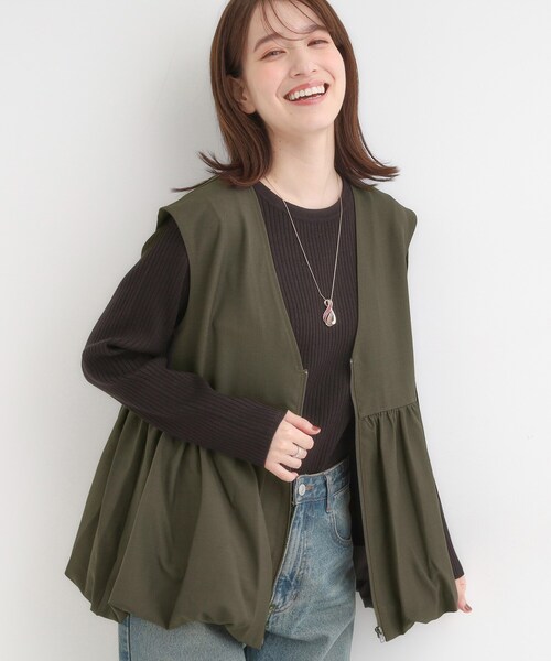 セール】美シルエットが大人かわいい 裾バルーンシルエットジレ