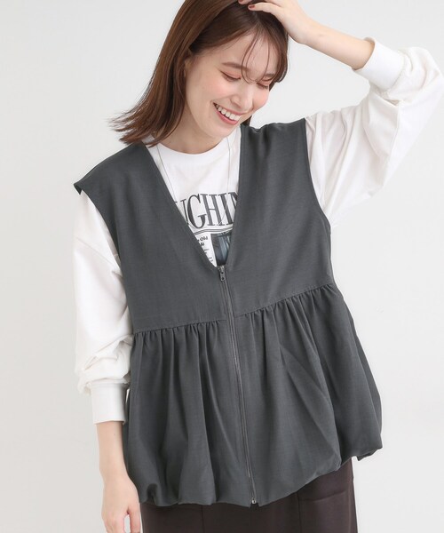 美シルエットが大人かわいい 裾バルーンシルエットジレ（ベスト